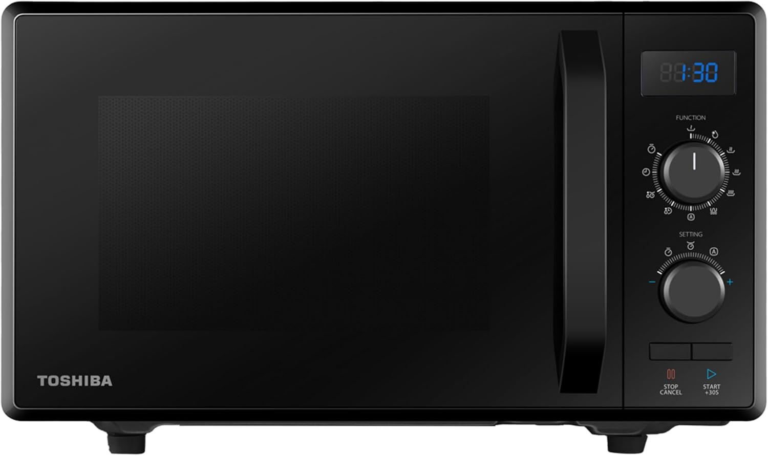 Toshiba 3-in-1 Microwave Oven with Grill and Combination Cooking, 23 L, Rotating Plate with Position Memory, Timer, Integrated LED Lights, Pizza Program, Black