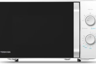 Toshiba MW2-MM20P(WH) Standard Microwave Ovens, 20 Litres, 800 W, 5 Power Levels with Practical Defrost Function, LED Lighting Inside/White