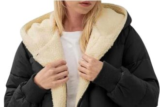 Generico Women's Winter Long Waterproof Jacket Fleece Lining Teddy with Hood Coat Parka Coats Thickened Warm Sherpa Jacket Elegant Windproof Outdoor Jacket