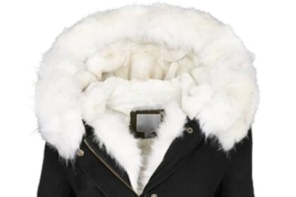 Women's Winter Long Jacket - Warm Coat with Hood Winter Parka with Zip - Slim Fit Plush Jacket with Drawstring and Pockets