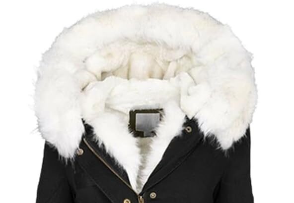 Women's Winter Long Jacket - Warm Coat with Hood Winter Parka with Zip - Slim Fit Plush Jacket with Drawstring and Pockets