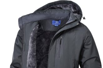 Waterproof Men's Fleece Mountain Jacket Warm Ski Jacket Multi-Pockets Suitable for Winter Sports and Outdoor Activities Mountain Windproof Waterproof and Breathable