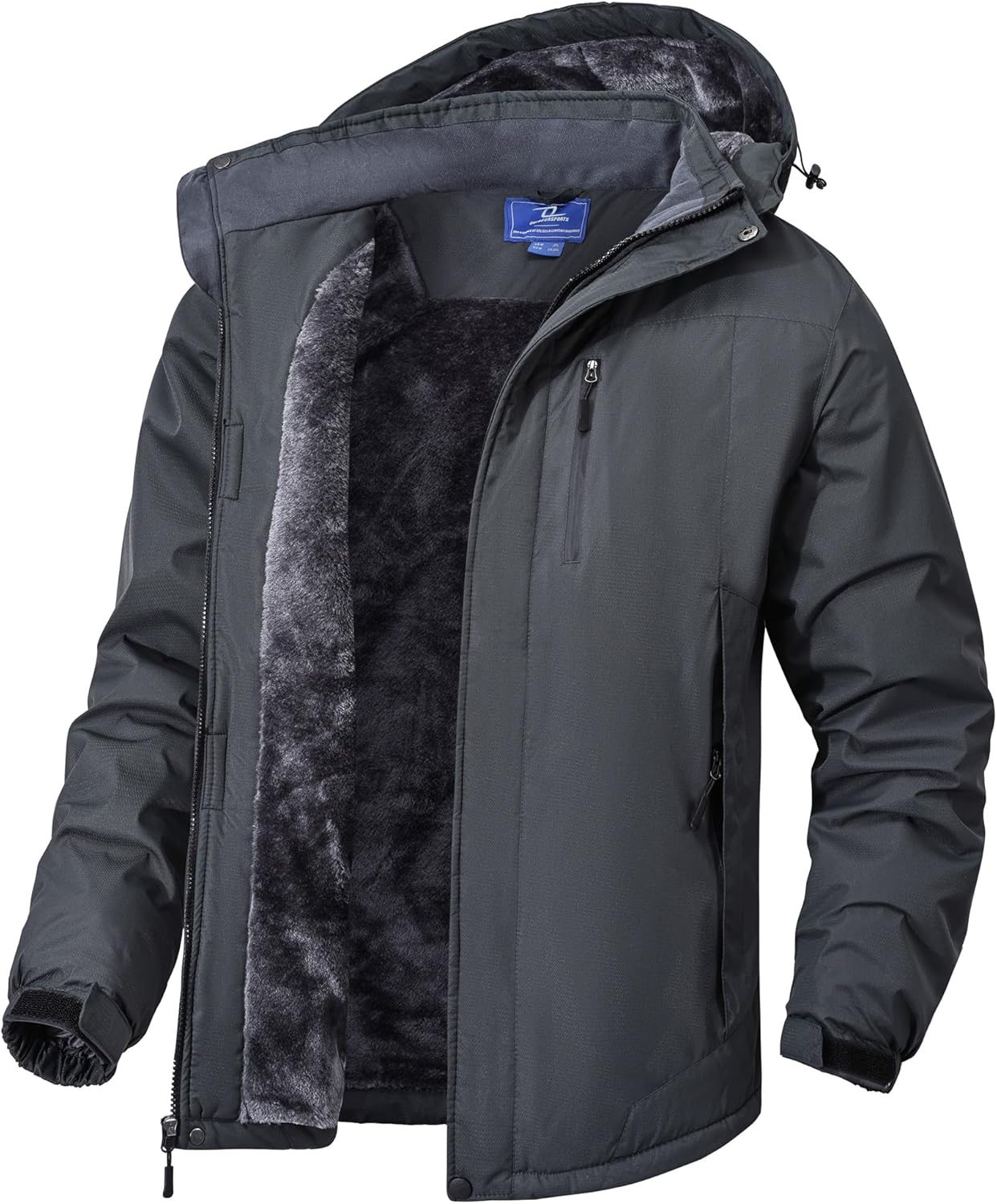 Waterproof Men's Fleece Mountain Jacket Warm Ski Jacket Multi-Pockets Suitable for Winter Sports and Outdoor Activities Mountain Windproof Waterproof and Breathable