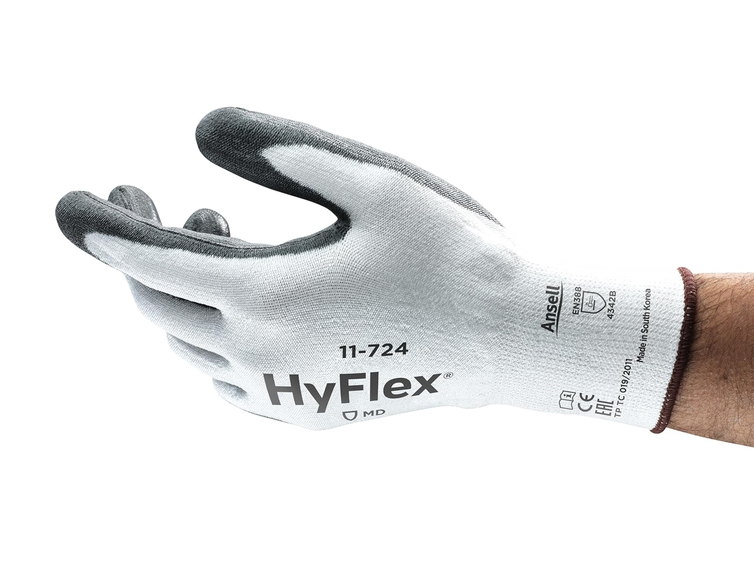 Ansell HyFlex 11-724 Mechanical Cut Protection Glove, Grey, Size 6 (12 Pairs)