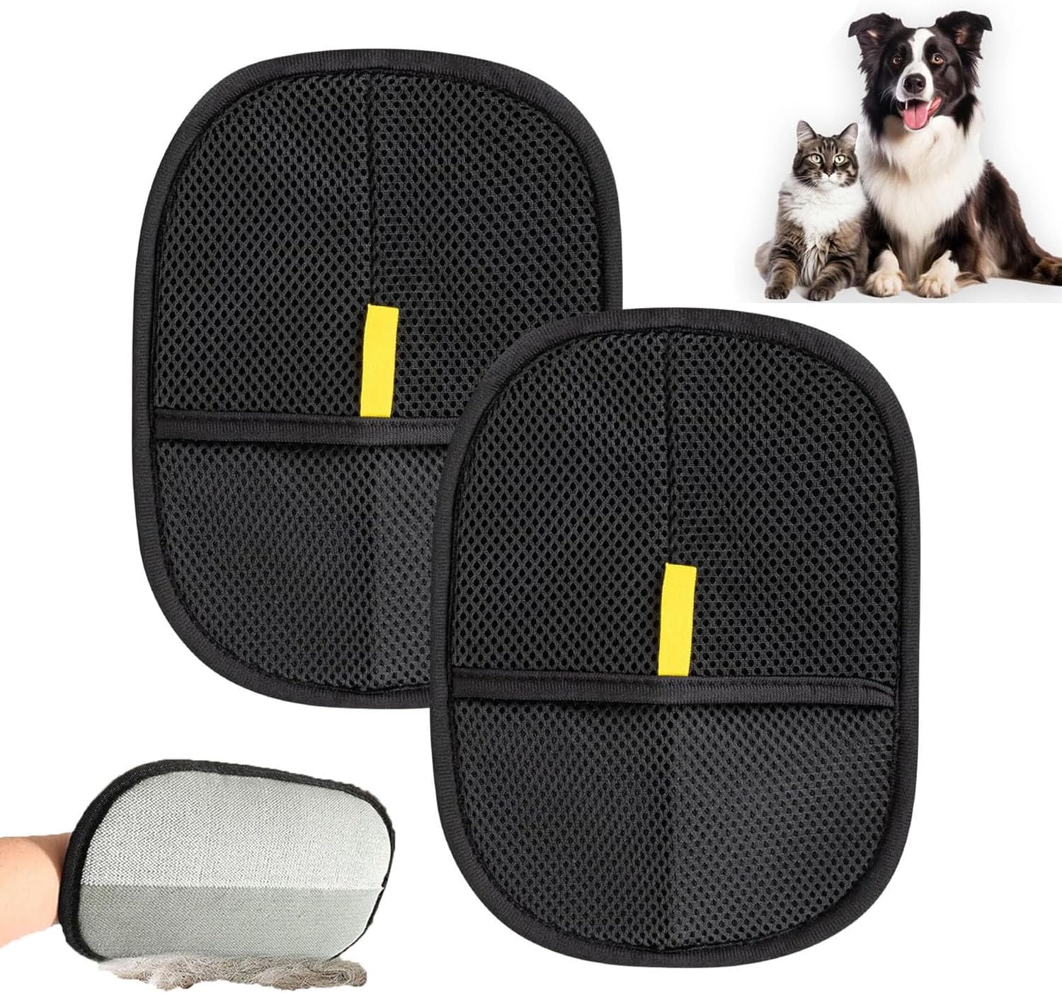 Animal Hair Remover Gloves, Electrostatic Gloves for Animal Hair, Cat Brush, Dog Brush, Reusable Double-Sided Electrostatic Gloves for Removing (2 Pieces)