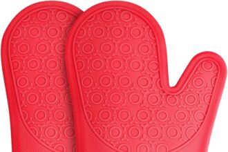 Guanti Forno, Sopito 1 Paio Guanto Forno Silicone Resistente al Calore Extra Lungo Antiscivolo Guanti da Forno in Silicone