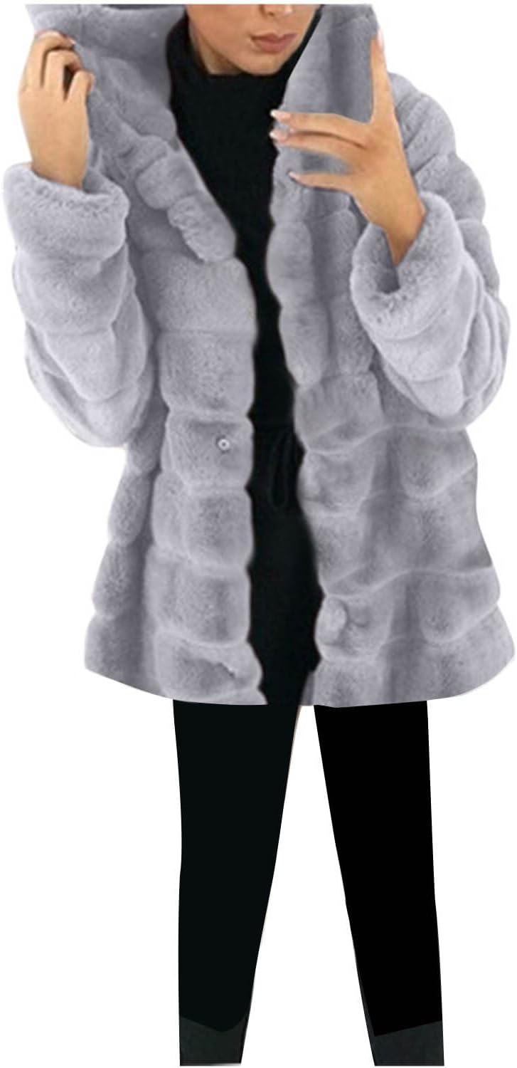 HAOLEI Cappotto in Pelliccia Donna Sintetica Cappotti di Visone da Donna Cappotti Invernali di Nuova Giacca in Pelliccia Sintetica con Cappuccio Giacca Corta in Pelliccia Termico per Autunno Inverno