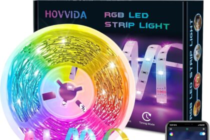 HOVVIDA 10M 30 LED/Metre, 1x10M, 24V RGB LED Strip Light, 300 LEDs, APP and Remote Control, Music Mode, LED for Room, Living Room, Kitchen, Bedroom, Bar, Party