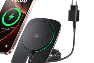 INIU Wireless iPhone Charger, Qi2 Certified Magnetic Charger 15W Quick, Mag-Safe Wireless Charging Station for iPhone 17 16 15 14 13 Pro Max Mini AirPods 4 3 2(with USB C Adapter 20W)