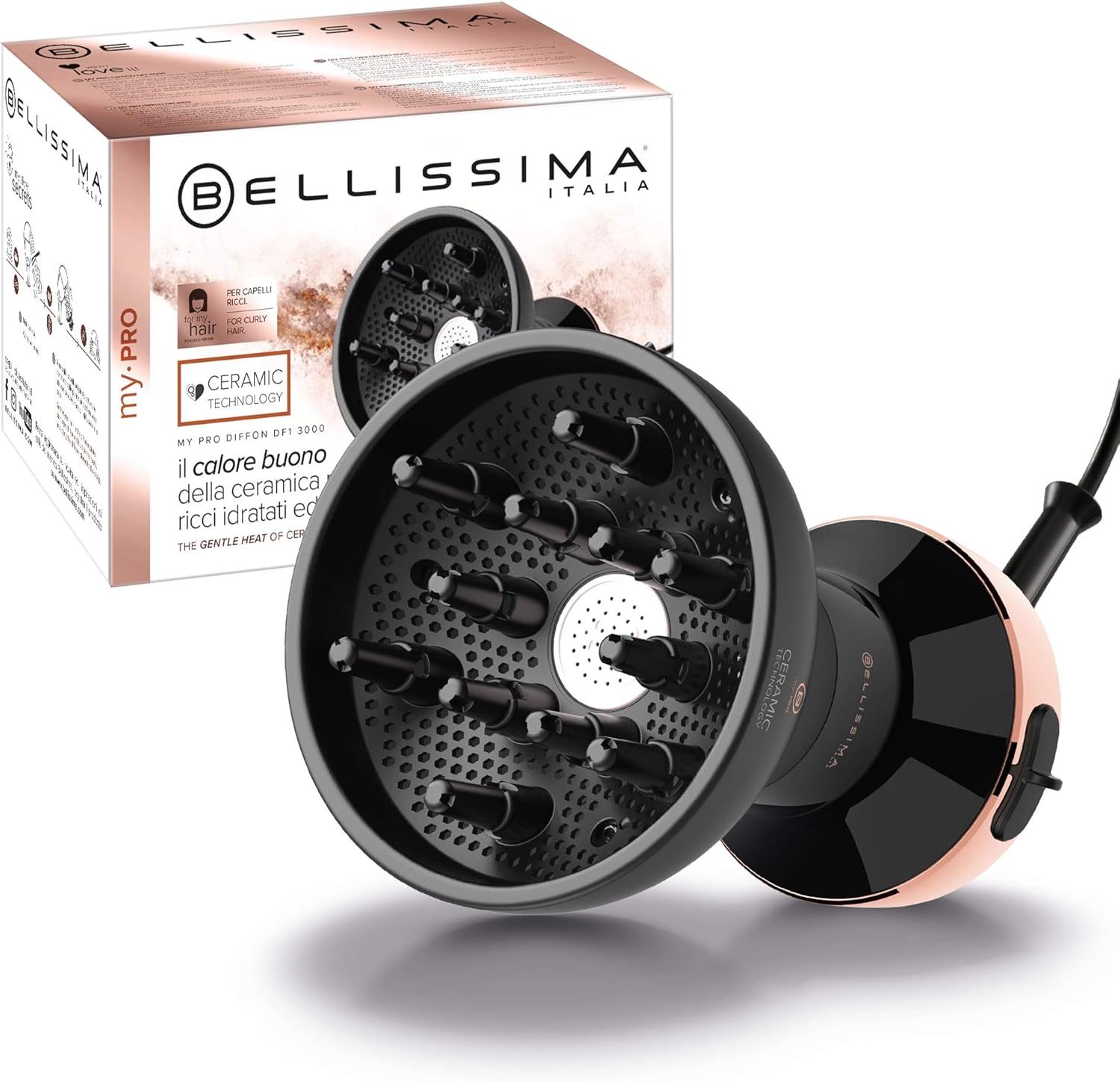 Bellissima Imetec My Pro Diffon Ceramic Hot Air Diffuser for Curly Hair, Ceramic Technology, 700 W, 2 Air / Temperature Combinations, Gentle Drying Without Frizz Effect