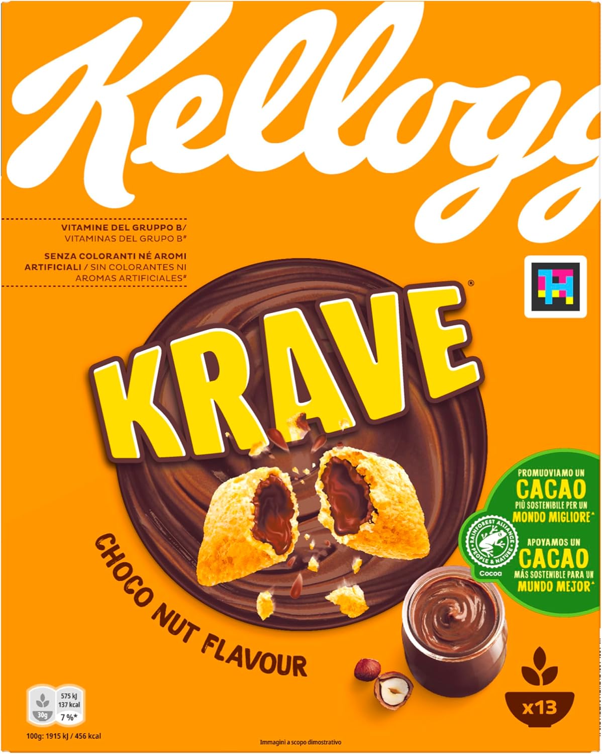 Kellogg's Krave Choco Nut | Chocolate and Hazelnut Flavour | Breakfast Cereals | Single Pack of 410g (1 x 410g)