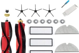 Spare Parts Accessories Kit for Xiaomi Roborock S5 Max S6 Pure S6 MaxV E4 E5 3x Side Brush Black 2x Main Rollers 3x Filters 3x Cloths 6x Water Filters (19-Pack)