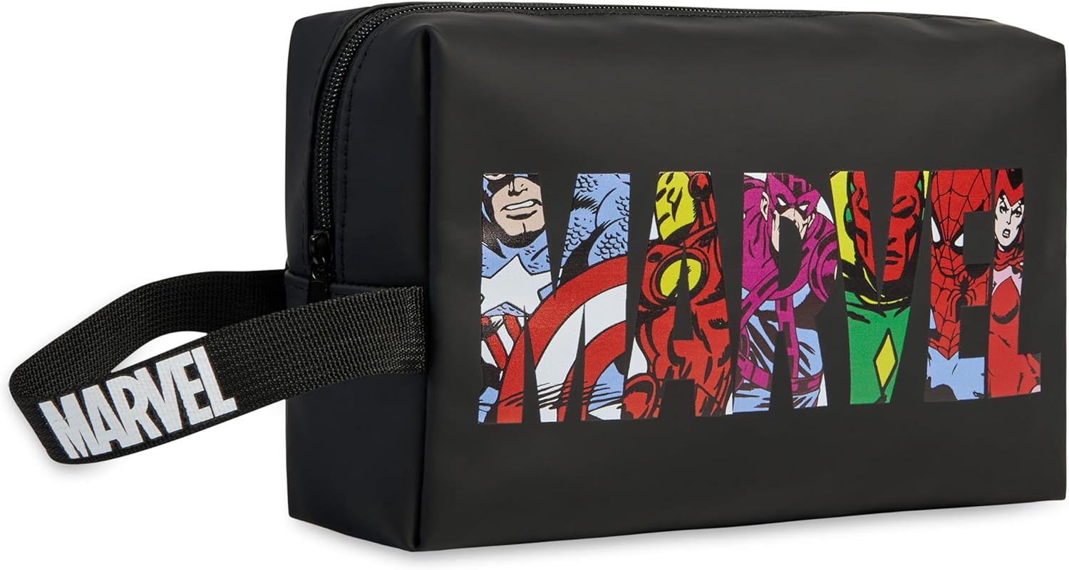 Marvel Men's Clutch Bag – Travel Toiletry Bag with Zip, Soft Men's Bag, Sports Bag, Men's and Boy – Accessories Marvel Gift, Black