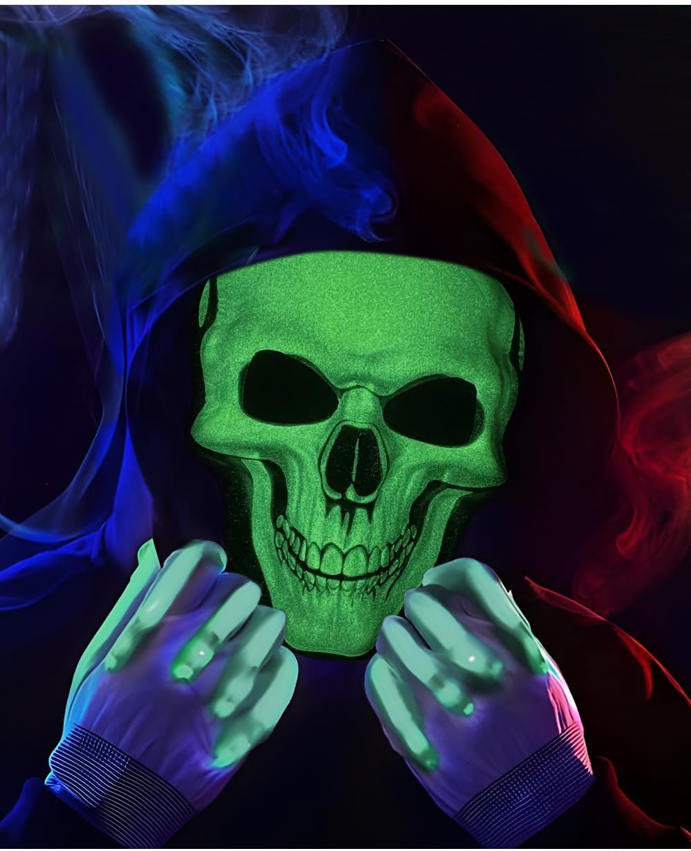Maschera di Halloween, teschio luminoso M-ask per Halloween spaventoso testa piena M ask raccapricciante maschera decorativa Ma-sk per uomo donna accessori cosplay