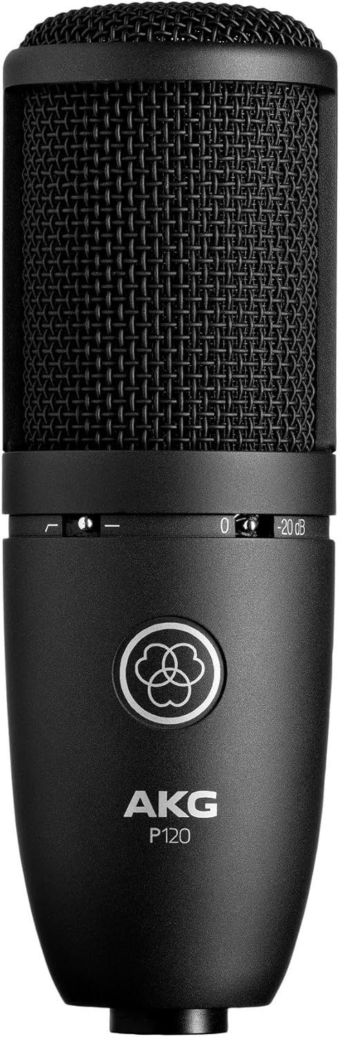 Akg P120 Condenser Microphone with 2/3" Diaphragm Ideal for Home Studio, Black