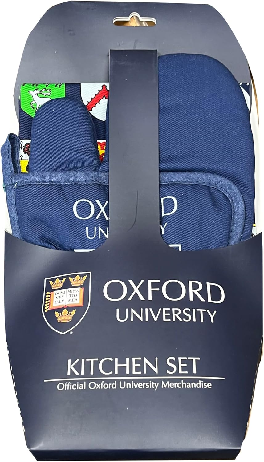 Oxford University - Set da cucina con grembiule, guanto da forno e presina, prodotto con licenza ufficiale
