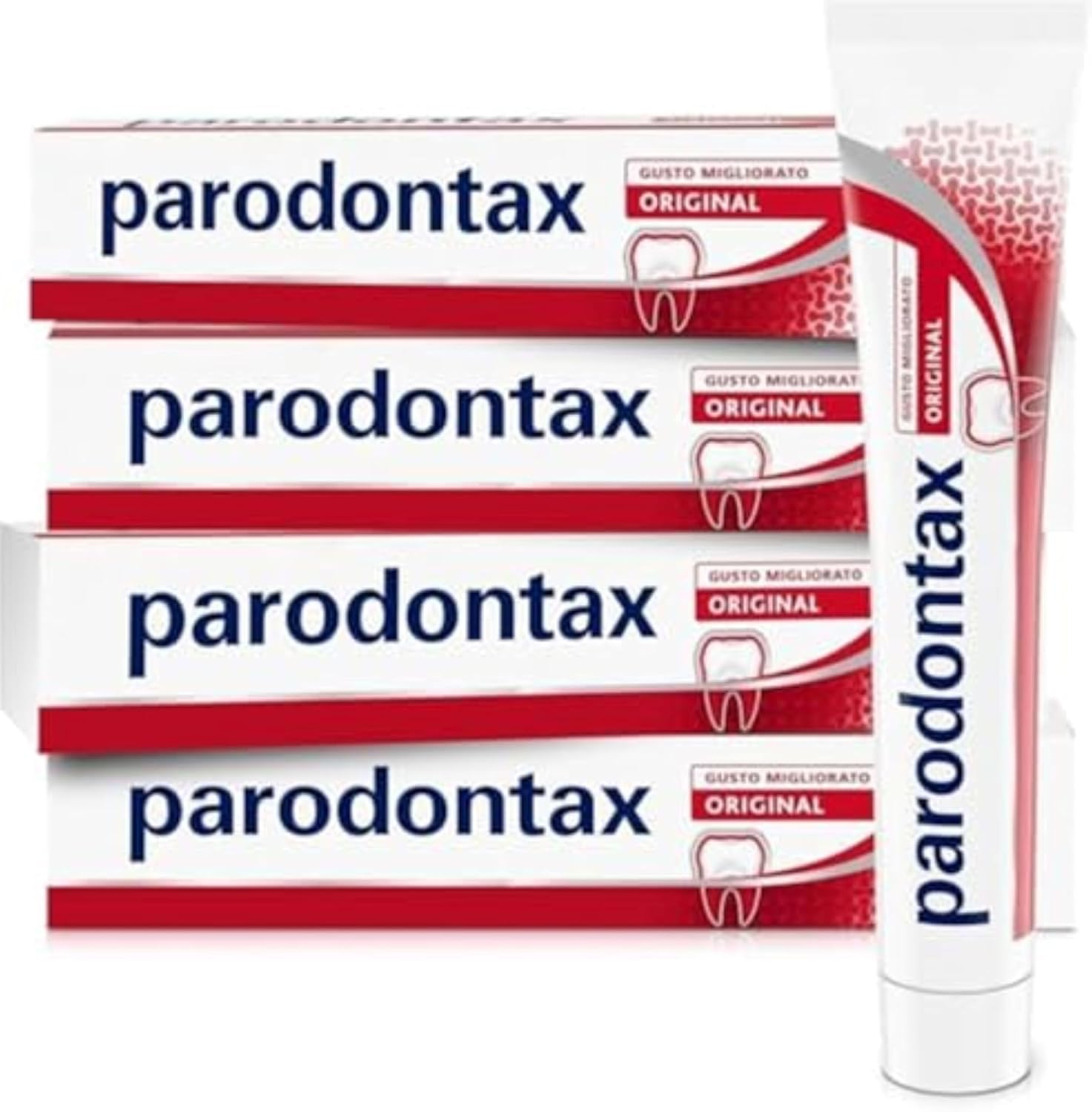 Parodontax Original Toothpaste for Healthy Gums and Strong Teeth, Daily Use, Fresh Breath, Improved Taste, 4 x 75 ml