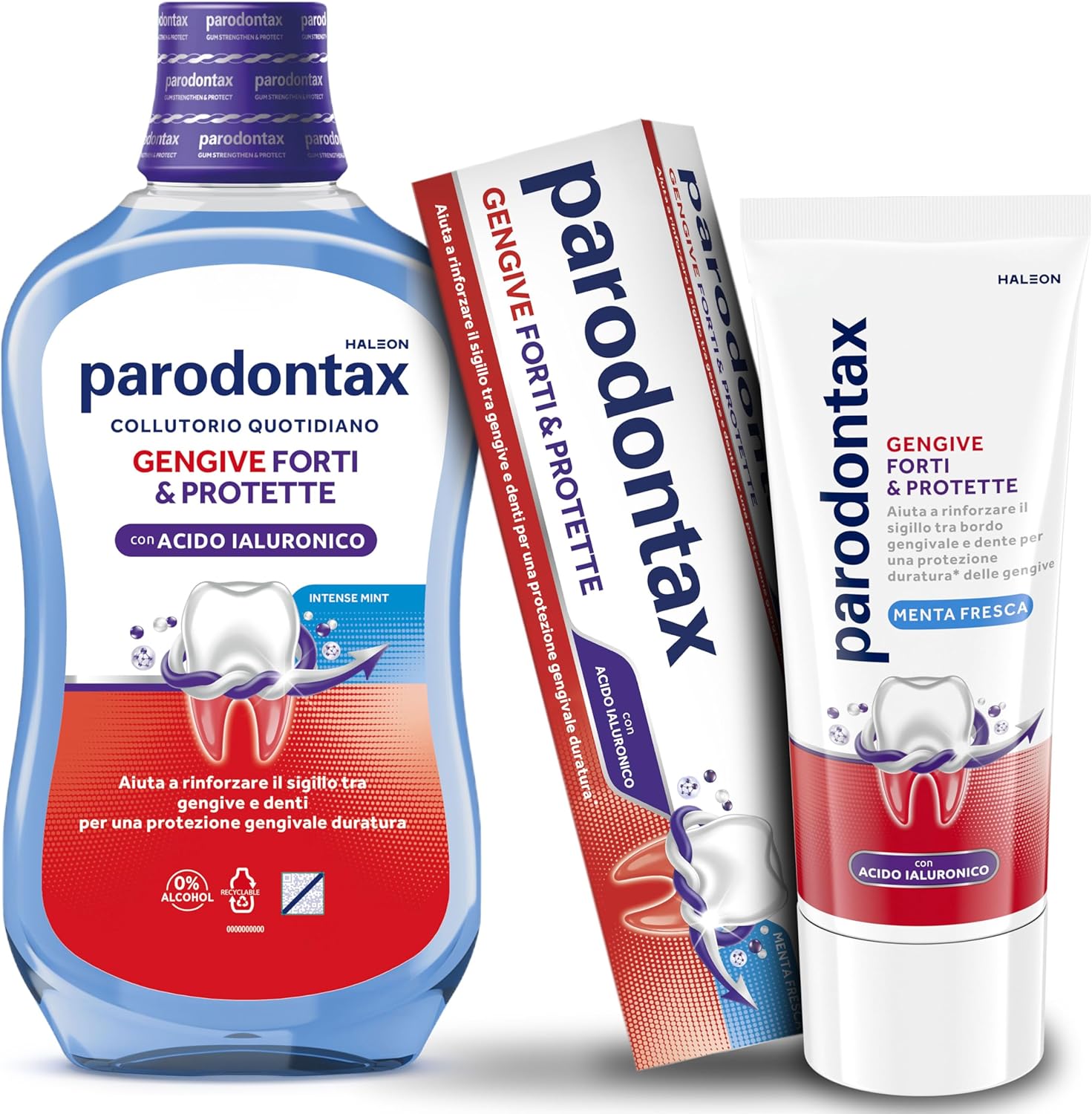 Parodontax Strong & Protected Gums Daily Toothpaste and Mouthwash with Hyaluronic Acid, Helps Strengthen the Seal Between Gum Edge and Teeth