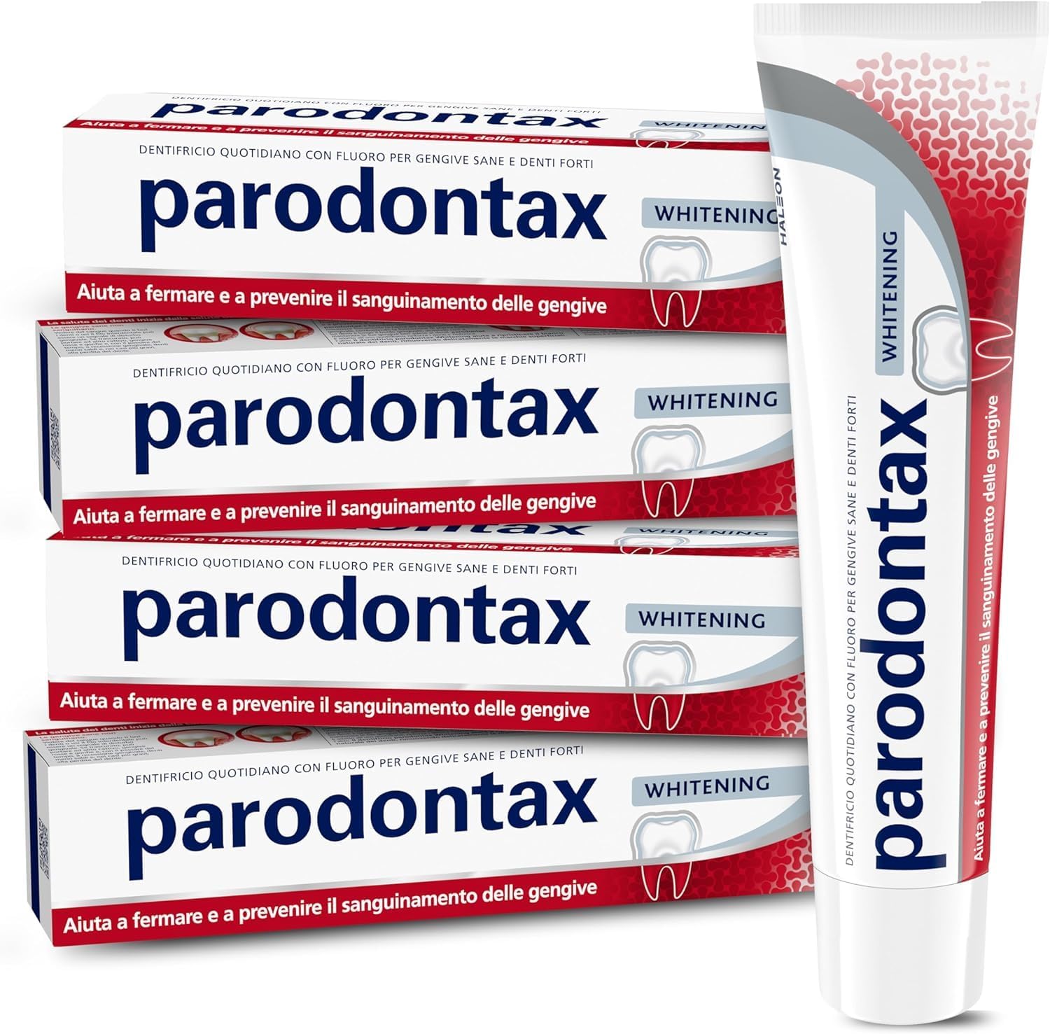 Parodontax Whitening Toothpaste, Whitening Effect* for Healthy Gums and Strong Teeth, Daily Use, Enhanced Taste 4x75ml