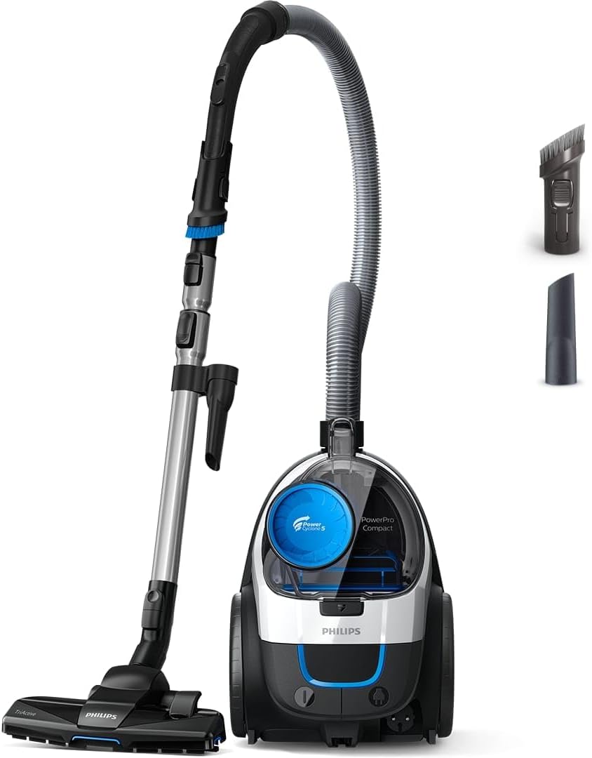 Philips PowerPro Compact Bagless Vacuum Cleaner - 900W Power, PowerCyclone 5, Allergy H13 Filter, Removes 99.9% Dust, Hygienic Emptying, Lightweight Design (FC9332/09)
