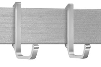 Poprkdre Porta Utensili Cucina senza Foratura, Barra Portautensili da Cucina con 7 Ganci Mobili, Appendi Mestoli da Cucina Adesivo, Alluminio, Argento