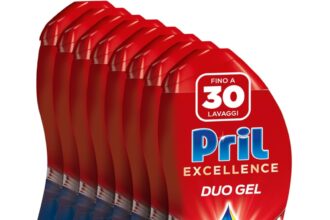 Pril Duo Gel Dishwasher Detergent, Grease Melter Action with Lemon, Format of 8 Packs of 30 Washes, Total 240 Washes