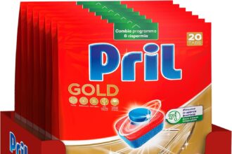 Pril Gold Tabs 10 Azioni, Detersivo per Lavastoviglie, Pulisce a Fondo Anche i Residui Ostinati, Confezione da 20 Tabs x 7 (140)