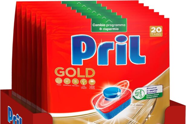 Pril Gold Tabs 10 Azioni, Detersivo per Lavastoviglie, Pulisce a Fondo Anche i Residui Ostinati, Confezione da 20 Tabs x 7 (140)
