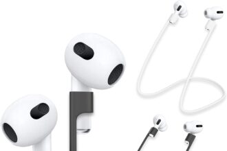 rootful.® 2 fasce di supporto per AirPods [affidabile] supporto per sport, viaggi - Accessori AirPods - Cinghie AirPods in morbido silicone compatibile con 1, 2, 3, 4 AirPods Pro 1,2 (bianco e nero)