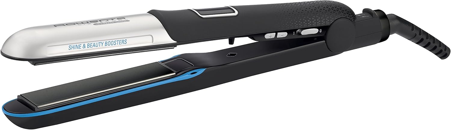 Rowenta SF6220 Liss&Curl Ultimate Shine 2 in 1 Straight or Curly Hair Straightener with Nano-Ceramic Coating, Floating Plates, Curling Function, Fast Heating, 5 Temperatures