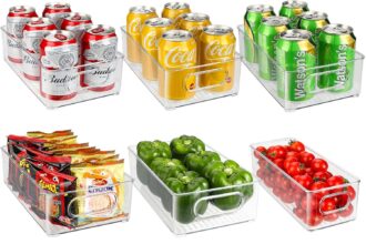 Royouzi 10Pcs Organizer per Frigorifero, 2 Taglieorganizer da CucinaOrganizer Frigo Impilabili con Maniglia per Cucina, Armadietti, Bagno