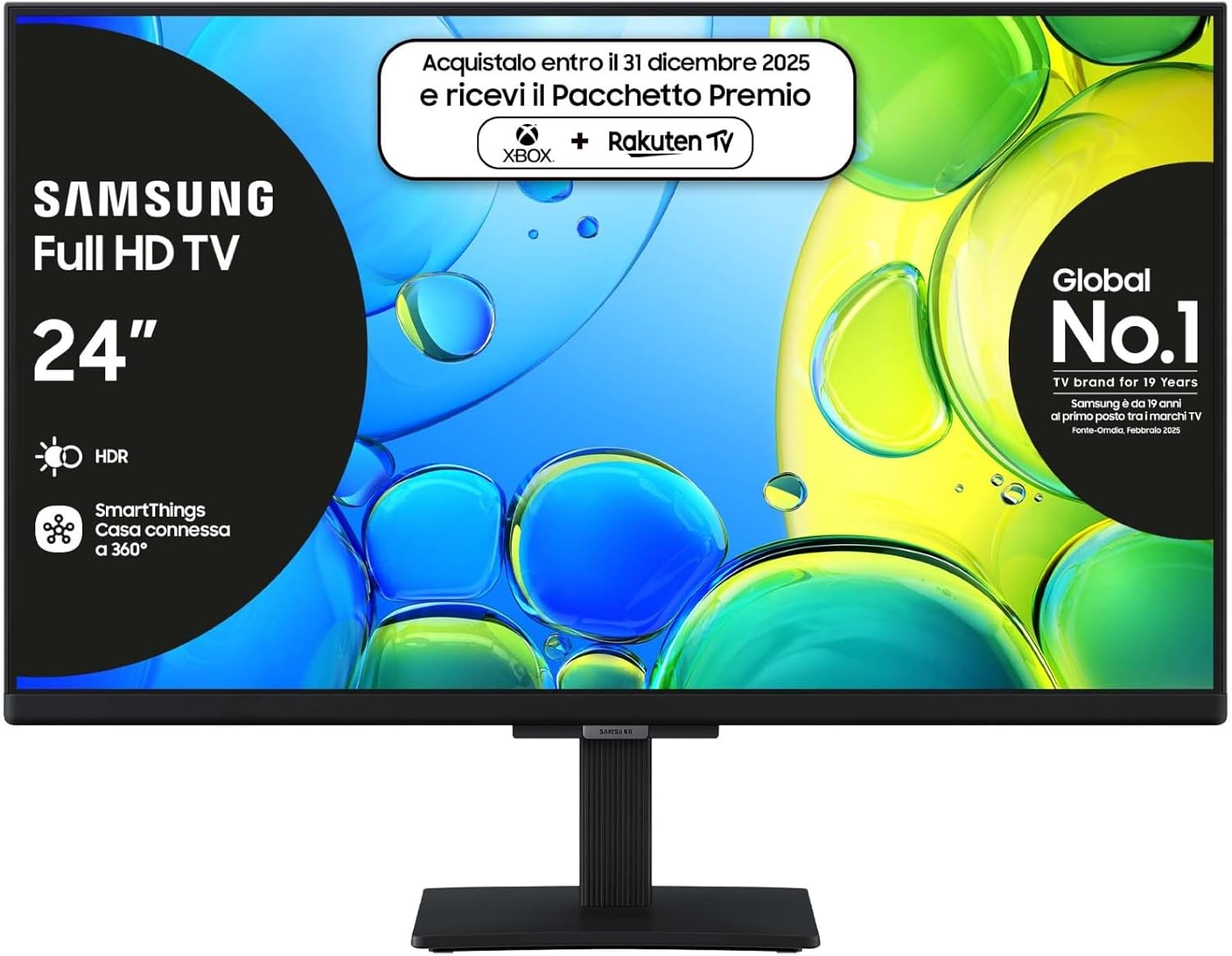 Samsung 24" Smart TV UE24F6000FUXZT FHD, Hyper Real Processor, HDR & Pur Color, Smart Experience, OTS Lite & Adaptive Sound, SlimLook Design, 2025