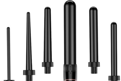 Curling Iron Set with Different Accessories - BESTOPE PRO 6 in 1 Curling Iron Set Large and Small Curling Iron Ceramic Wavy Iron with Gloves