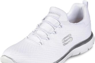 Skechers Summits Fast Attraction Women's Trainers, White Mesh Silver Trim, 39 EU