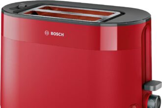 Bosch MyMoment TAT2M124 Compact Toaster with Defrost Function with Defrost Function, Lift Function, Bread Centering Function, Perfect for 2 Slices, 800 Watt Matte Red