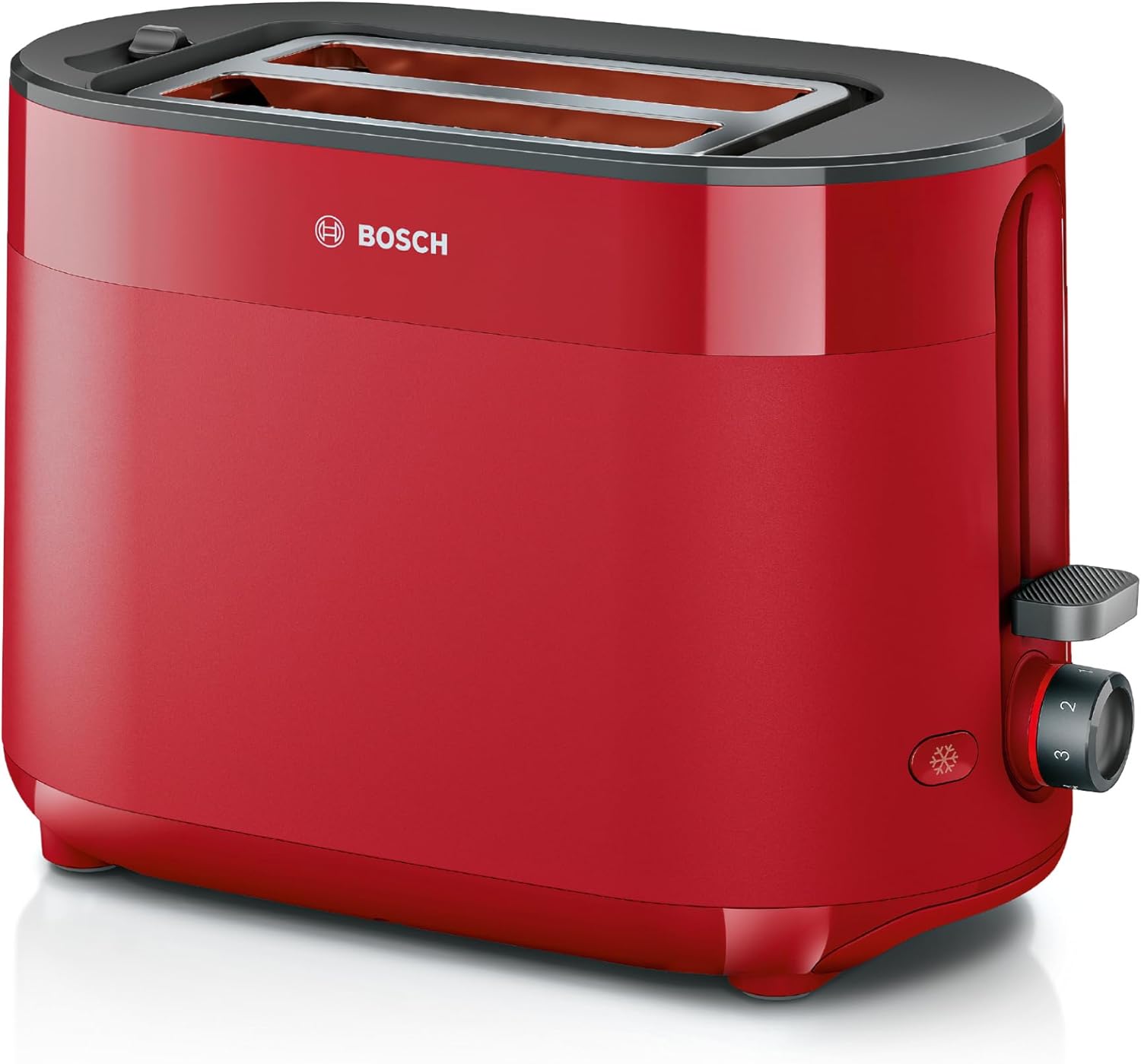 Bosch MyMoment TAT2M124 Compact Toaster with Defrost Function with Defrost Function, Lift Function, Bread Centering Function, Perfect for 2 Slices, 800 Watt Matte Red