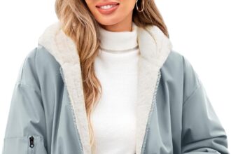 Tuopuda Cappotto Giubbotto Donna Invernale Giacca Cappotti Imbottita Caldo Parka Reversibile Sherpa Fleece Oversize Felpa con Cappuccio Giacche Corta Giaccone Outdoor