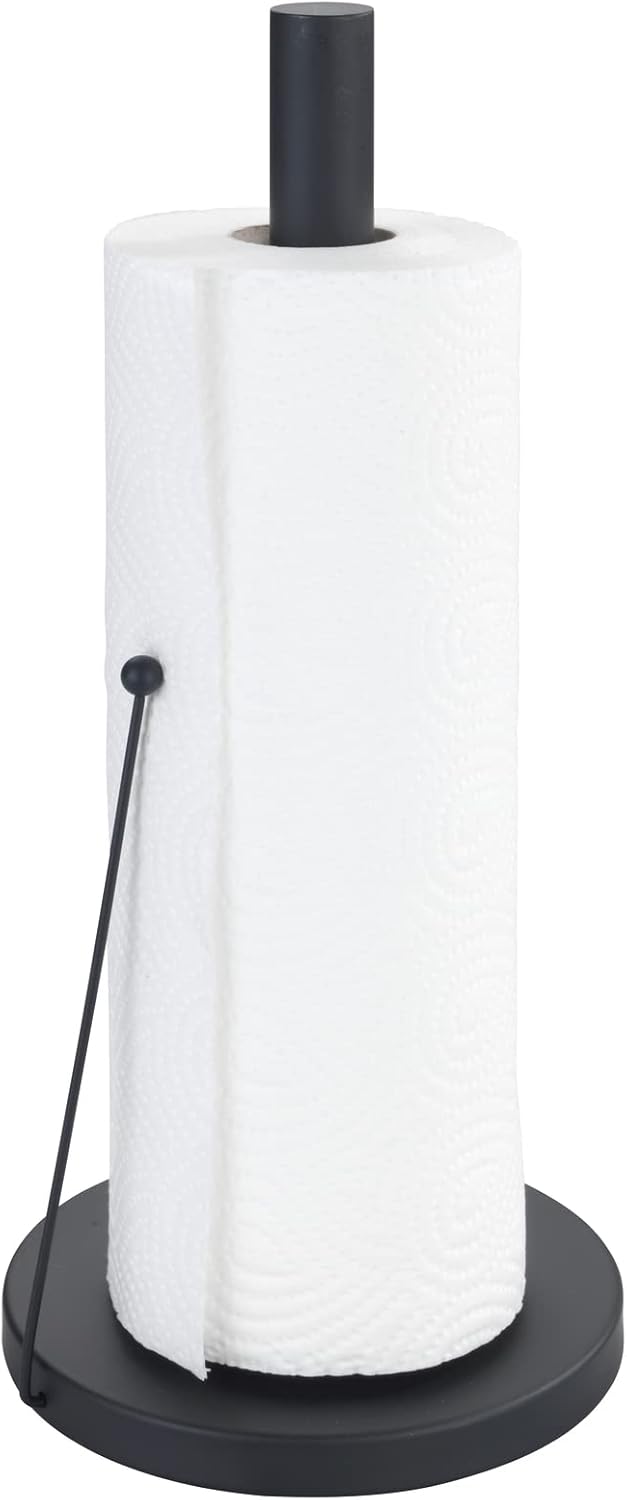 Wenko Portarotolo di carta Clayton, portarotolo nero Black Outdoor Kitchen per comuni rotoli da cucina, supporto indipendente in metallo verniciato a polvere, accessorio per cucina Ø 15 x 33 cm