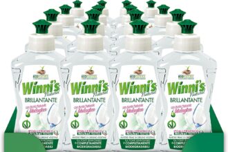 Winni's - Dishwasher Shining Additive Hypoallergenic, with Organic Natural Vinegar, Against Residues and Stains, with Raw Materials of Vegetable Origin, Liquid 250 ml x 16 Packs
