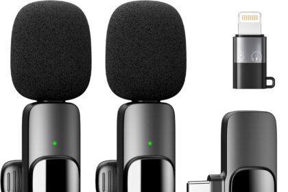 YRF Microfono Lavalier Wireless per iPhone Android iPad, mini microfono, 65FT Range, microfono wireless per la registrazione video, streaming, Podcast, Vlogging, Youtube, Tiktok