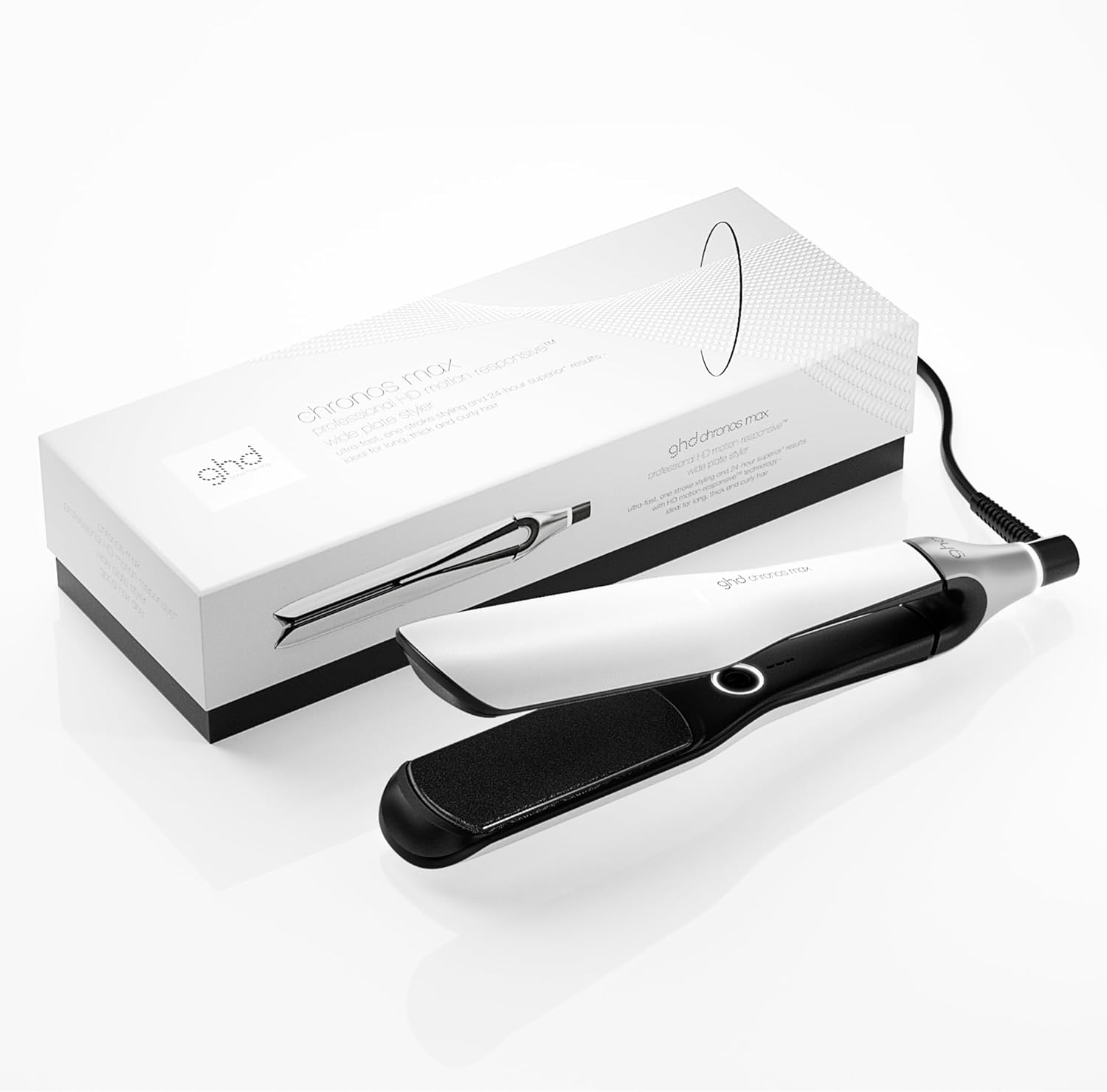 ghd Chronos Max, Piastra Capelli Professionale con Lamelle Larghe Consigliata per Ricci e Chiome Voluminose, Tecnologia HD Predittiva per uno Styling Veloce, Senza Danni da Calore Estremo
