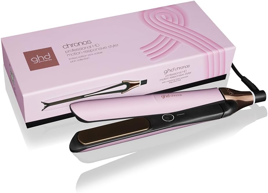 ghd Chronos, Piastra Capelli Professionale con Lamelle in Ceramica, Finish Ultra-Gloss, Tecnologia HD Predittiva per uno Styling Veloce, Piega Morbida e Lucente Senza Danni da Calore Estremo