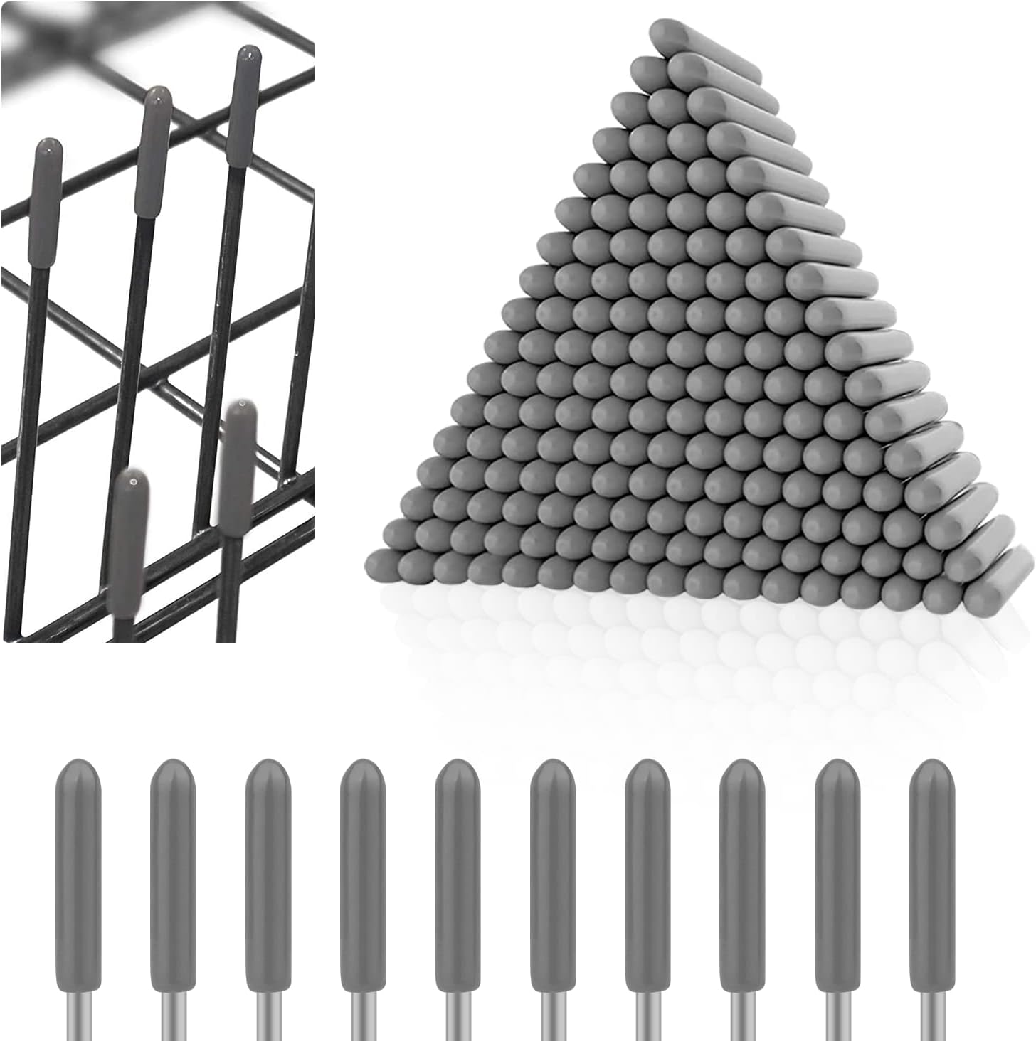 100 x Dish Drainer Protector Caps for Dishwashers (Grey)