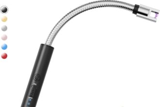 VEHHE Electric Lighter, USB Rechargeable Lighter, Electric Lighter Kitchen Lighter Long Lighter for Light Candles Gas Stoves Camping Barbecue, Long Neck 360° Swivel Black