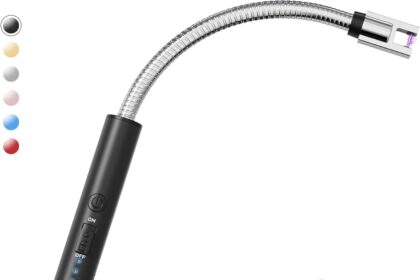 VEHHE Electric Lighter, USB Rechargeable Lighter, Electric Lighter Kitchen Lighter Long Lighter for Light Candles Gas Stoves Camping Barbecue, Long Neck 360° Swivel Black