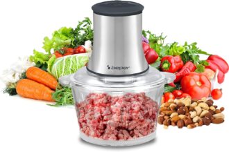 BEPER P102ROB001 Glass Chopper, Glass Container, ABS Body, Double Pair of Steel Blades, 2 Speeds, Non-Slip Base, 1.5L Capacity, Grey/Black