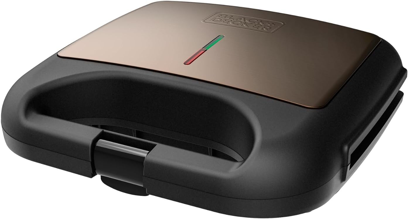 BLACK+DECKER BXSA752 Sandwich Maker 750W | Grill Plates 21.5 x 12.5 cm | Non-stick | Optimal Temperature | Compact and Easy to Store