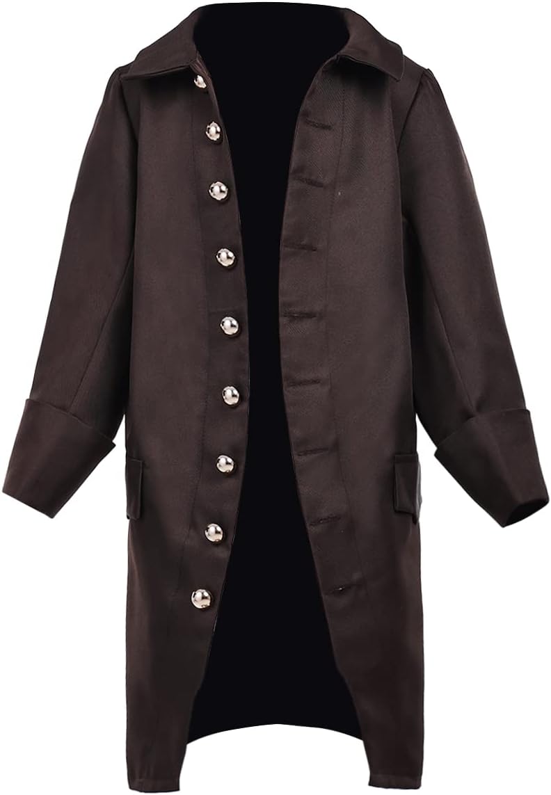 BPURB Boys Gothic Medieval Tailcoat Coat Steampunk Victorian Frock Coat Colonial Historical Jacket for Children