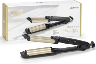 BaByliss Triferro Easy Waves, Beach Waves, Ceramic Titanium, 3 Temperature, Heat Resistant Tip, Gold and Black, C260E