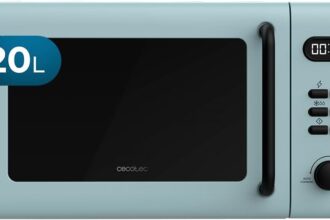 Cecotec Proclean 5110 Blue Microwave with Grill 20 Litres, 700 W in 6 Levels and 800 W Grid, Defrost Mode, Fine Cooking Signal, Indoor Lamp, Timer 30 Minutes, Blue Design